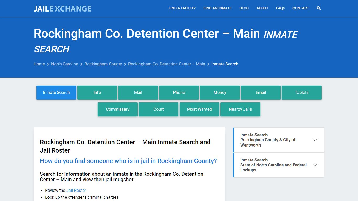 Rockingham Co. Detention Center – Main Inmate Search - Jail Exchange